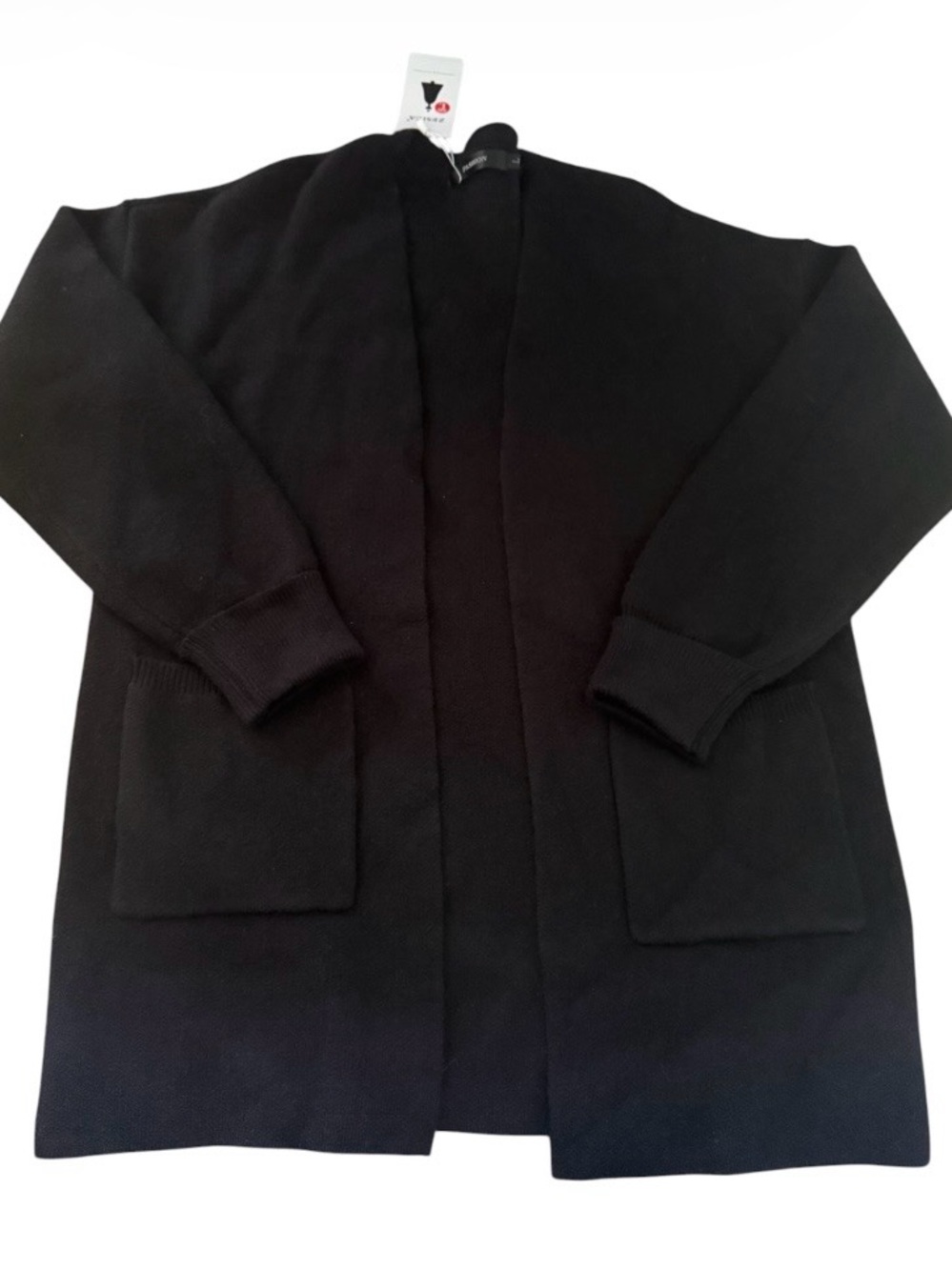 ZESICA Women’s Black Open Front Knit Cardigan Sweater Long Sleeve Pockets L